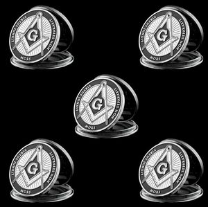 5pcs Collection Coin European Brotherhood masons Masonic Craft Token 1 oz Silver Plated Challenge Badge3330365