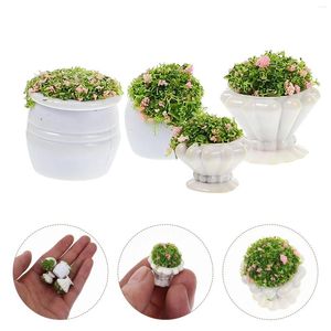 Decorative Flowers 4 Pcs Mini Planter Vase Toy Table Model Flower Scenery Work Desk Architectural Landscape Plants