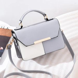 Shoulder Bags Fashion One-shoulder Handbag Casual Stitching Trendy All-match Diagonal Small Square Bag For Women Pure Color Pu Material