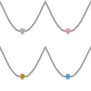 Necklaces Pendant Sterling Sier Colorful Lab Sapphire Gemstone Women Tennis Chain Necklace Fine Jewelry
