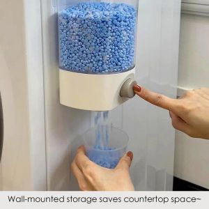 BINS Tvättningsmedel Dispenser väggmonterad tvättpulver containervattentät tvättstuga organisation och förvaring med