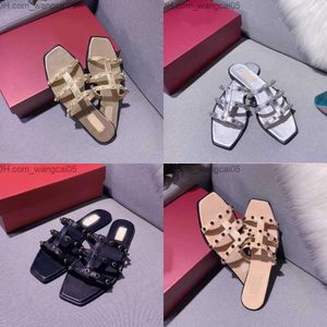 Slippers Flat Beac Fashion Take A Picture Travel Vacation Sheepskin Material Gemstone T230703