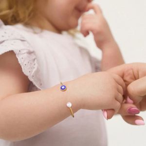 Strängar blå onda ögon öppna manschett armband armband med pärla för barn barn barn flickor kvinnor justerbara storleksåtgärder smycken