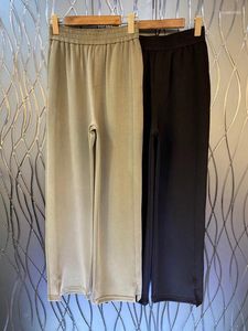 Spodnie damskie 2024 Kobiety moda luźna swobodna elastyczna talia stały kolor dekoracyjne wszechstronne proste spodnie 0916
