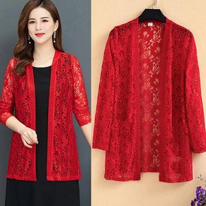 Women's Jackets Female Long-sleeved Sun Protection Clothes Air Conditioning Shirts 2024 Summer Women Loose Openwork Lace Cardigan Thin Coat