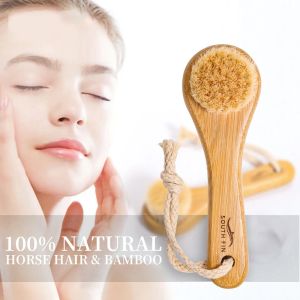 Skrubber 1pc skönhet hudvård borste ansikte rengöring borste mjuk naturlig bambu hår ansiktsrengöring massage bärbar tvätt djup rent ansikte