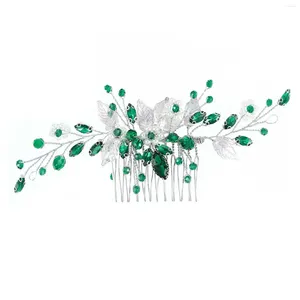 Hair Clips Bridal Alloy Comb With Green Rhinestone Chinese Style Styling Tool Accessories For Woman Decorative Ornaments