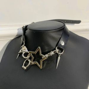 Halsband söta coola y2k punk ihåliga stjärna pentagram halsband för kvinnor lady hip hop nitnings c form charms gotisk choker trend 2023 smycken