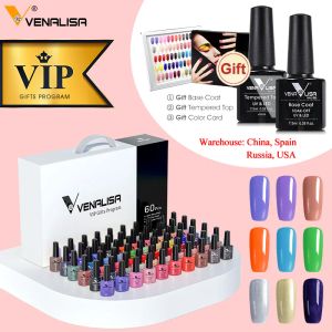 キットvenalisa VIPキット7.5mlネイルジェルポリッシュオフUV LEDネイルジェルカラーパレットゲルワニスベースダイヤモンドトップコート62pcs/lotジェル