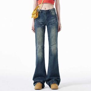 Frauen Jeans Freund Jeans für Frauen Y2K Baggy High Taille Wide Leghose Sommer lässig weiblich amerikanische Retro Blue Denim Hosen Stretwear Y240422