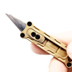 Liga de titânio Mini push knate brass sharp portátil eDC Keychain Knife Faca de Utilitário Pequeno Descobrimento Expresso