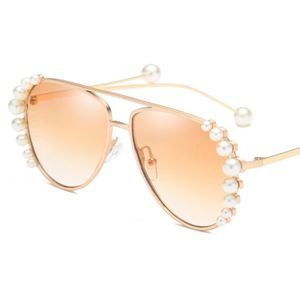 women pearl sunglasses pilot oversized gold metal frame sun glasses vintage brand designer sunglass shades uv4007201631