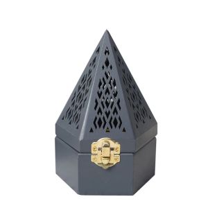 Burners Wooden Incense Burner Holder, Pyramid Incense Cone Storage Box with Fretwork Household Incenser for Yoga/Meditation Room