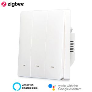 Control Lonsonho Smart Zigbee Switch Eu Uk 220v Tuya Smartlife Wall Press Button Light Switch Support Zigbee2mqtt Alexa Google Home