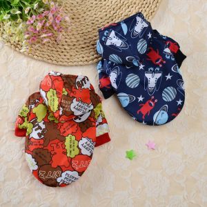 Parkas Fleece Warm Pet Dog Coat Cute Cartoon Print Dog Jacket Winter Dog Clothes For Small Dogs Puppy Outdoor Coat Chihuahua Ropa Perro