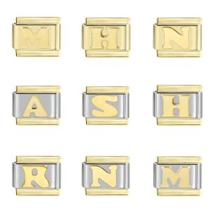 Strands Fashion Gold Color 26 буквы AZ Итальянские ссылки бусины подходят для 9 -миллиметрового браслета браслет DIY Рука