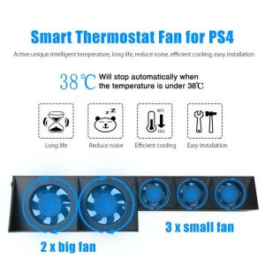 Fansstyrning för Sony PS4 -spelkonsol Play Station PlayStation PS 4 Pro Cooler Cooling Fan DC 5V USB Gadget Controller Remote Device