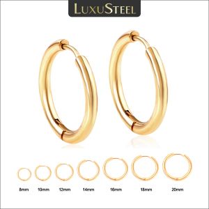 Brincos Luxusteel de 820 mm de breol de aro rico em aço inoxidável para homens homens cor ouro Miami círculo redondo jóias de piercing de cartilagem