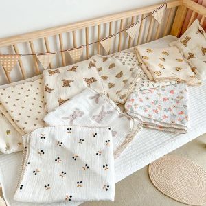 sets Newborn Bear Cotton Muslin Swaddle Blanket Floral Blanket for Baby Swaddle Wrap Baby Bedding 110x135cm