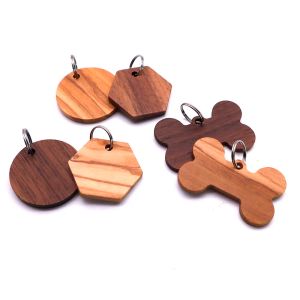 Tags 20Pcs Wooden ID Tags Pet Name Dog Tag Antilost Wood Customized Cat ID Collar Puppy Nameplate Tag Pendant Supplies