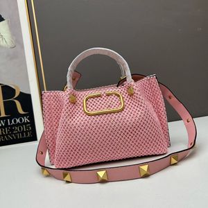 Woven Purse Designer Lafitee Grasss Bag Women Straw Woven Tote Bags Top Quality Handbags Tote Shopping Bags Letter Hollow Out Beach Tote Crossbody Bags Studs Strap