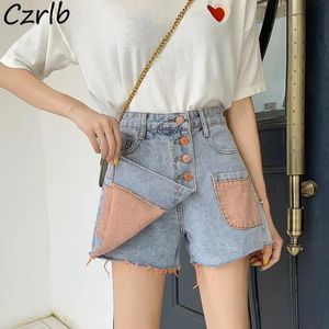 Denim Shorts Mulheres Verão Verão estilo coreano Patchwork High Caists Ladies S-5xl Alunos BF Roupas Trendy Harajuku Lazer Estético 240418