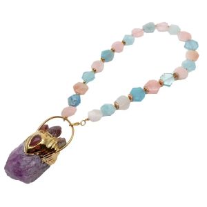 Halsband kkgem 28x63mm naturlig kunzite grov rå hängdöme 17,5 