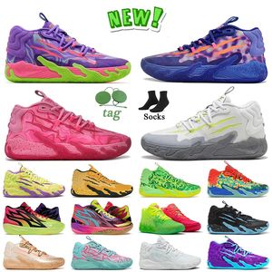 Neue Mode Lamelo -Ballschuhe Mb.03 02 01 von One Wings Basketball Trainer Gift Mormelo Porsche gelb rosa Blau Hive Chino Hills Irisierende Rick Morty -Turnschuhe