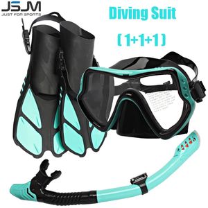 JSJM 111 Professional Scuba Diving Mask Equipment Glasshi di immersione HD Anti Fog SCUBA Maschera Snorkeling sottomarino Flippers snorkeling 240409