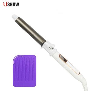 Hair Curlers Straighteners Ushow Curling Iron with Tourmaline Ceramic Technology and Digital Controls with Heat Resistant Silicone Mat Y240504