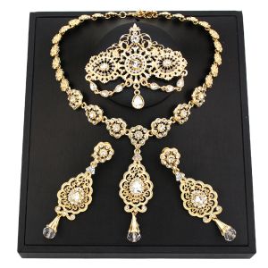 Collane Nuovo colore dorato Algeria Bride Set da sposa set per donne Orerazione Marocco Collana Arabo Gioielli tradizionali