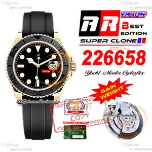 YM 226658 VR3235 Automatic Mens Watch Gain Weight ARF 42mm Yellow Gold 904L Steel Black Dial Oysterflex Strap Super Edition Same Serial Warranty Card Puretime PTRX f2