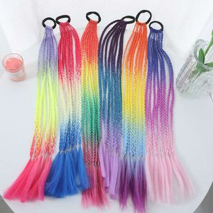 human curly wigs Dirty braid ponytail wig hip-hop dirty braid color gradient hair fried dough twist braid