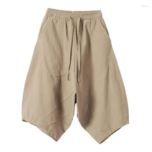 Calça masculina masculina harém mens em linho de algodão de verão masculino harajuku vintage calça de moletom de moda