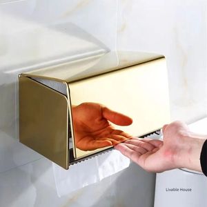 Toilet Paper Box phone Holder Gold Stainless Steel Roll Paper Rack Waterproof Paper Towel Holder Bathroom Black Tissue Box 240419