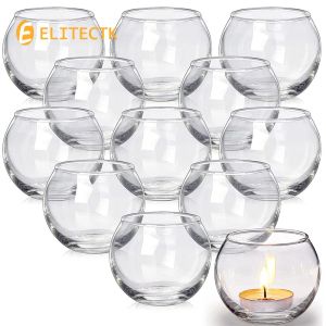 Candles 10/20Pcs 5cm Clear Glass Tea Light Candle Holder Ball Shape Candlestick Wedding Party Bar KTV Home Church Bauble Decoration