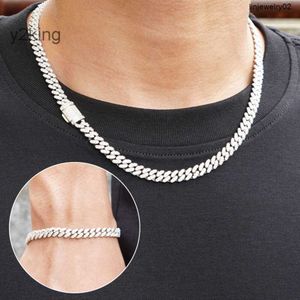 Hänghalsband fina smycken 6mm 8mm VVS Diamond Moissanite halsband Set Cuban Link Chain 925 Sterling Silver Women Men Miami WS4F