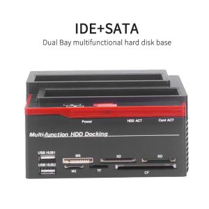 Hubs 2.5/3.5" SATA IDE HDD Docking Station Clone HDD Enclosure USB 2 Ports USB 2.0 Hub MS/M2/XD/CF/SD/TF Card Reader