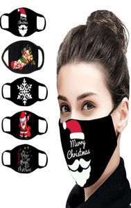 Mode gedruckte Weihnachts -Outdoor -Gesichtsmaske Unisex atmungsaktiv wiederverwendbarer Weihnachtsfest Hirschbär Frohes neues Jahr Schwarze Baumwollmasken2696634