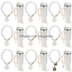 Schlüsselanhänger Lanyards Brief Zauber für Cup Pearl Chain Accessoires Initiale Charm