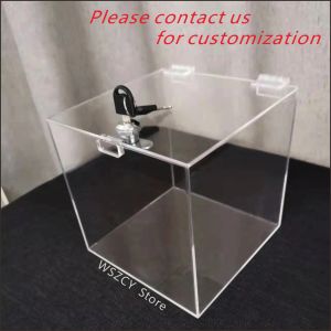 Fack Transparent Acrylic Box med Lock Product Display Storage Box Plexiglass Box Personlig handgjorda modell DIY Display StorageBox