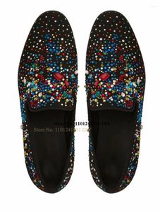 Sapatos casuais Multicolour Crystal Men Slip Slip em gem baseado em zapatillas Chaussure Man's Flats