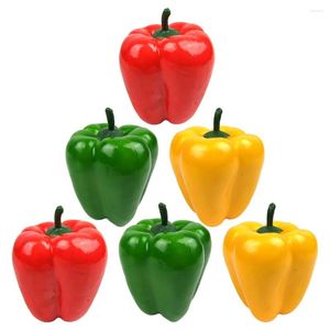Decorative Flowers 6 Pcs Simulation Bell Pepper Model Artificial Plants Ornament Fake Decorate Restaurant Display Prop Poly Dragon Vegetable