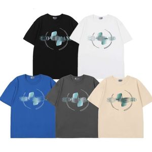 Chaopai Stone Cross Short Sleeved T-shirt with Island Logo Print Loose Round Neck Couple Bottom Shirt for Men