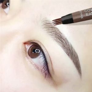 Machine 4 Fork Makeup Eyebrow Pen Waterproof 4D Brown Eyebrow Tint Tattoo Cosmetic Long Lasting Natural Make Up Eye Brow Pencil