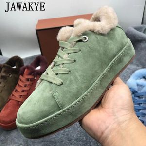 Scarpe casual in pelle scamosciata multicolore in camee a pedale per donne allacciati su top top top vulcanizzati topi di lana spessa sneaker inverno in lana spessa