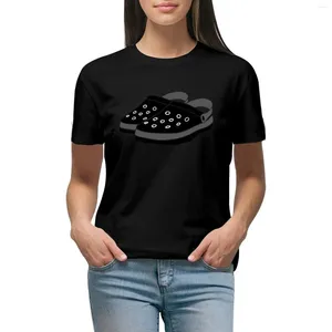 Polos femininos Croc preto com camiseta Jibbitz Roupas de roupas femininas de verão Top Top camiseta