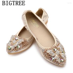 Casual Shoes Crystal Comfort For Women Harajuku Woman Pointed Toe Flats Big Size Ladies Loafers Creepers