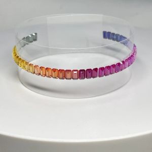 Naszyjniki meisidian najwyższej jakości szmaragdowe bagietka Cut Lab Corundum Sapphire Rainbow Stone do tworzenia naszyjnika