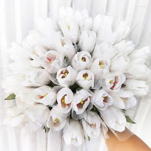 Flores decorativas 10/20pcs Flor de tulipa artificial como buquê de casamento de toque real para suprimentos dos namorados